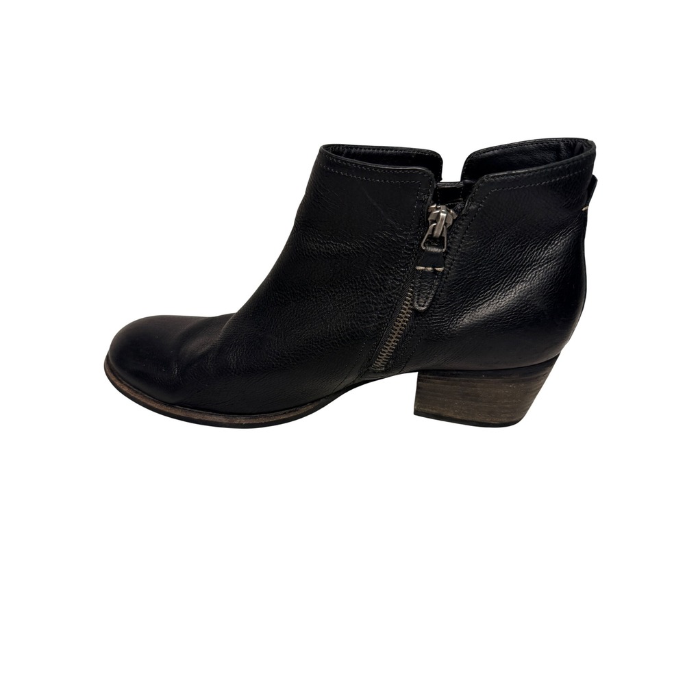 Clarks Black Leather Ankle Boots Side Zip Block Heel Round Toe 9.5 Comfort Punk